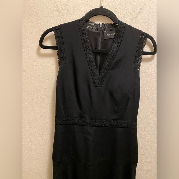 Kobi Halperin Black Silk Adena Sleeveless Lace Trim A-Line Dress Size 4 NWOT - Picture 4 of 12